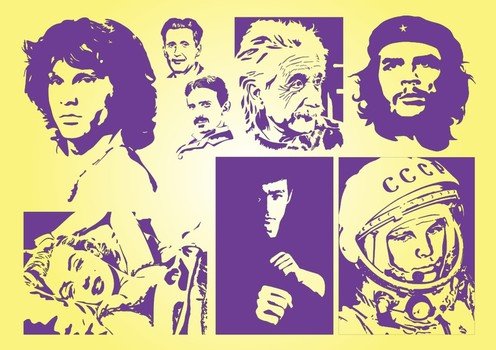 collage drawing of Famous People