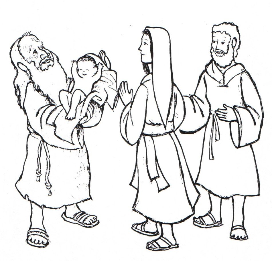 Simeon And Baby Jesus drawing