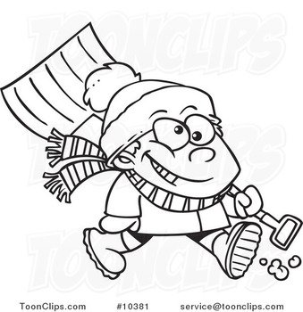 Cartoon Shoveling Snow Shovel N4