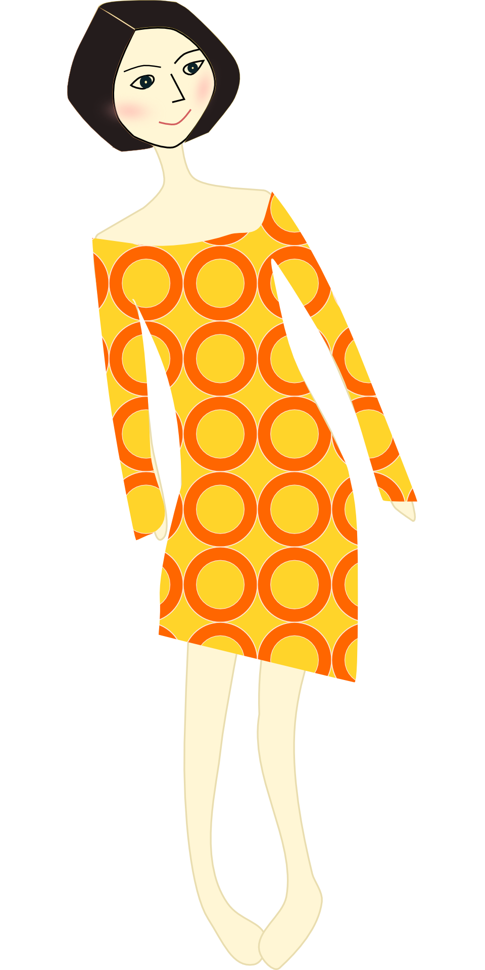 Girl In Orange Dress Drawing Free Image Download