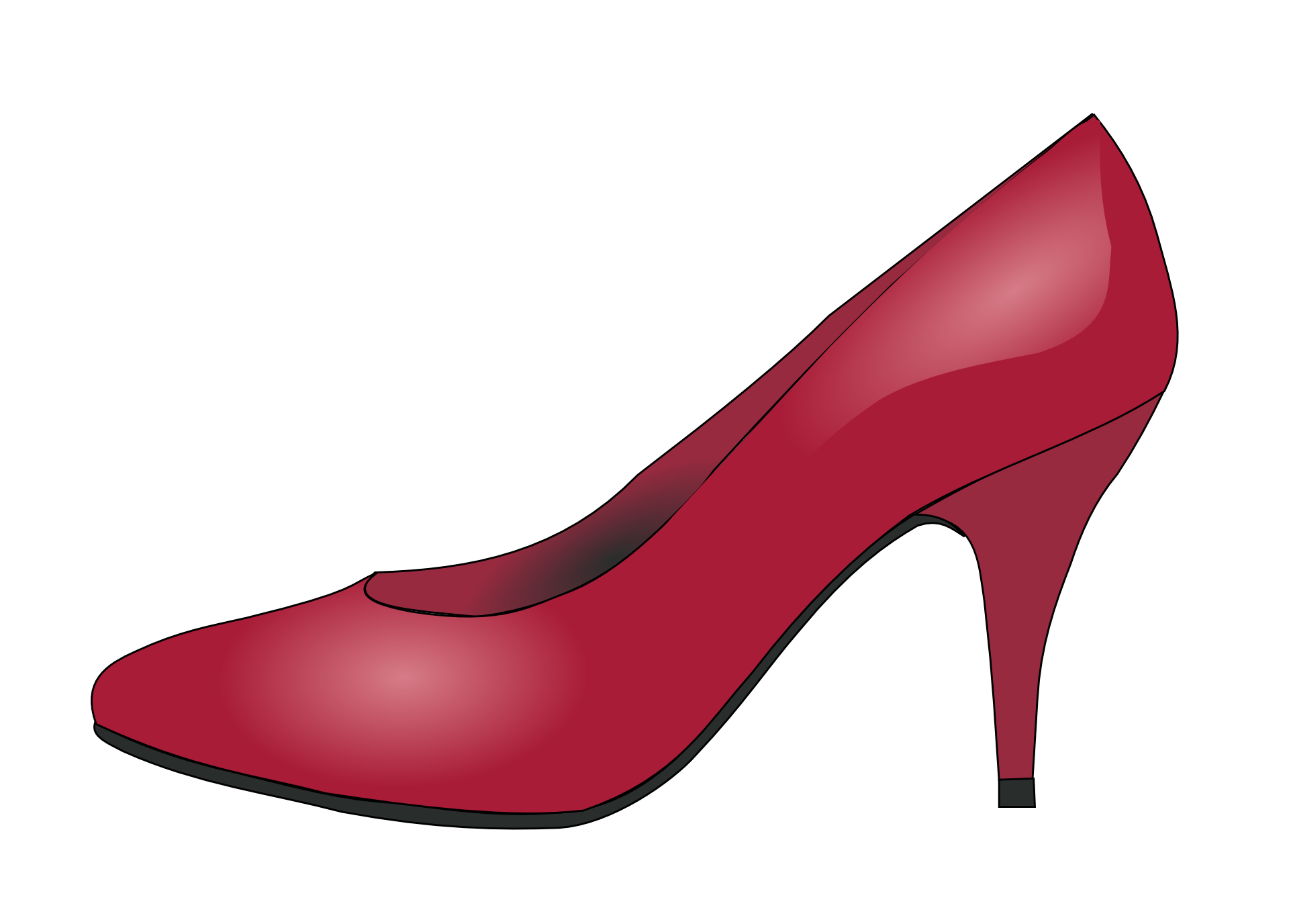 Classic red high heeled shoe, drawing at white background free image