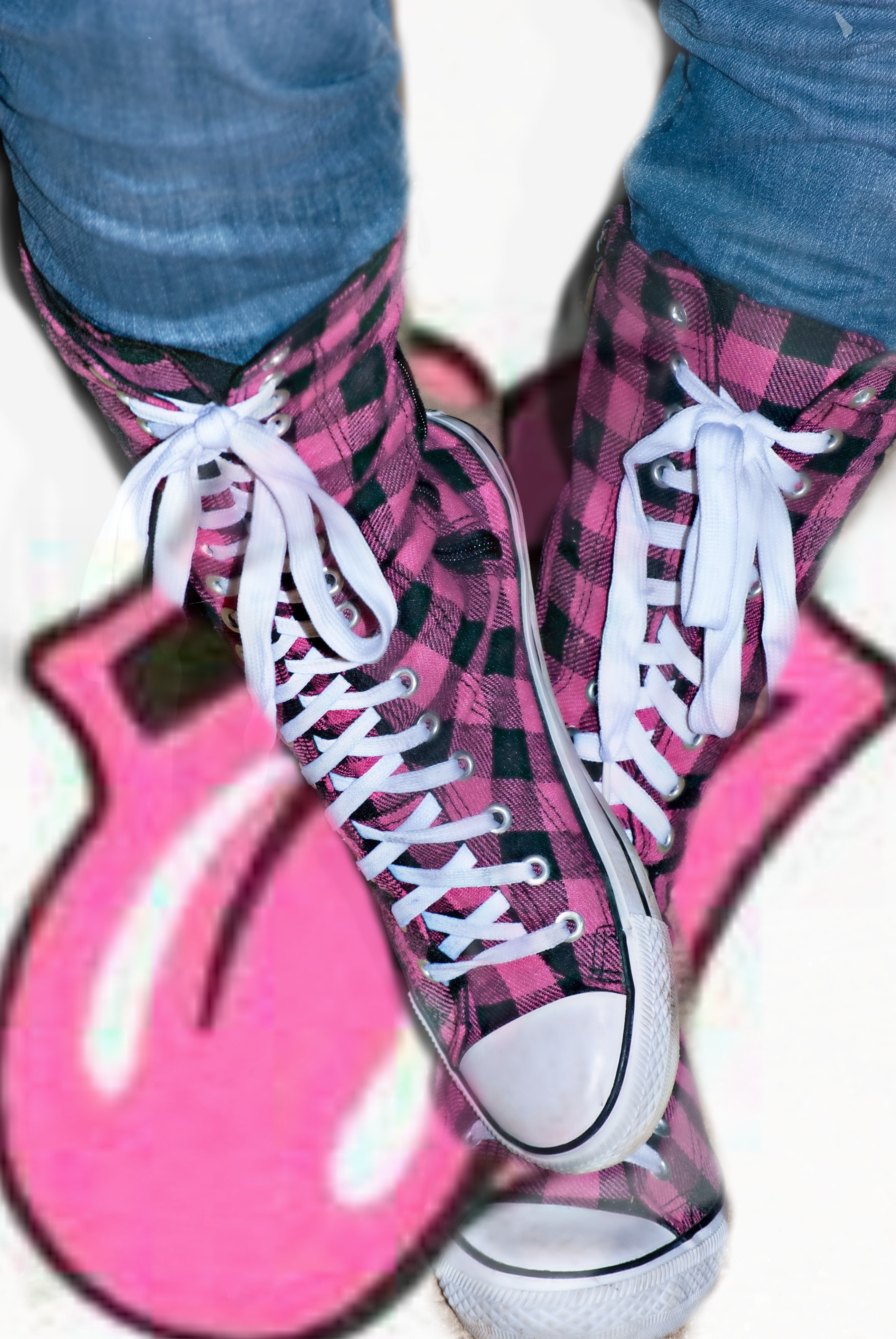 pink high top converse