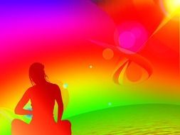 colorful drawing of a meditating woman