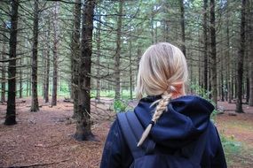 girl hiker in the forest