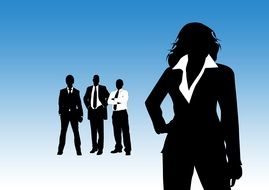 silhouettes of four businessmen