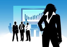 silhouette businesswoman team leader grafic