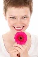 attractive beautiful girl with flower