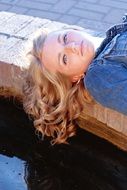 Beauty teen girl lying