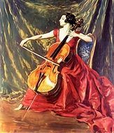 violin music woman drawing