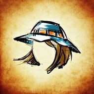 drawing of a female head without a face in a hat