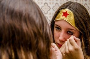 Girl doing a cosplay of wonder woman