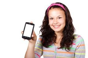 Portrait of girl holding a phone