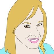 blonde woman face, illustration
