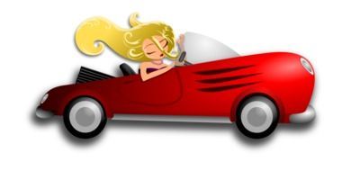 clipart of woman blonde in car