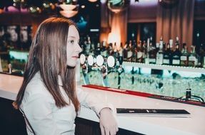 young beauty girl model in the bar