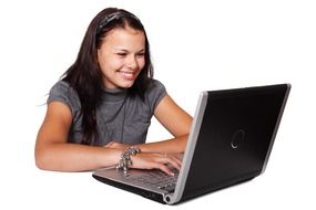 beautiful woman in office business computer