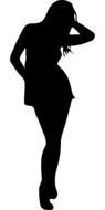 black silhouette of a girl on a white background