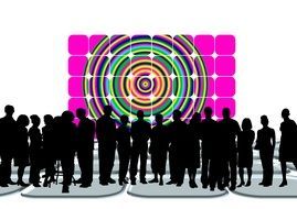 people silhouettes on target background as an illustration