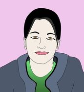 drawing of a woman on a pink background