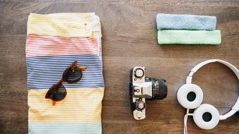 headphones and camera set