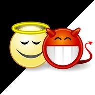 Clipart of angel and devil emojis