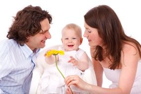 happy caucasian family with baby