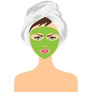 treatment mask at girl’s face, illustration