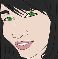 Illustration of the dark haired woman with green eyes