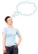 thought bubble over caucasian Woman