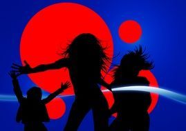 silhouettes of girls in a nightclub