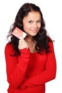 girl in red with a credit card