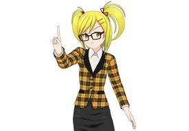 anime girl with his hand raised