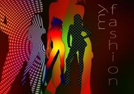 wallpaper with thin colorful silhouettes of women