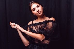 girl in the black dress