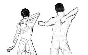 move woman man body back drawing