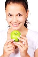 green apple diet food fruits young woman