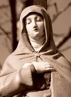 portrait of stone mother of god maria statue