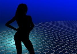 silhouette of a girl on a blue background