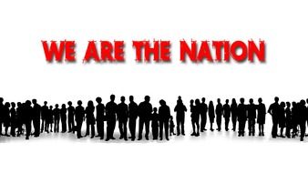 Human silhouettes of different people meaning nation