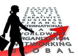 successful businesswoman with case