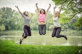 jumping happy girls