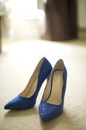 blue high heels shoes