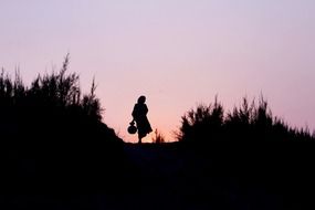 silhouette girl sunset