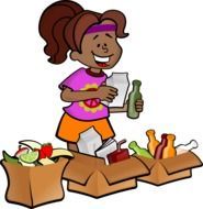 Clipart of girl sorting trash for recycling