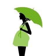 silhouette of a pregnant woman with an umbrella as a graphic image