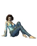 drawing of a woman in a sexy blue suit