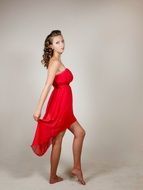 girl woman red dress