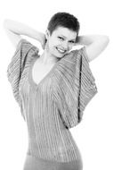 short heared beautiful lady smiling