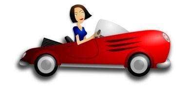 Clipart of brunette woman driving on an automobile