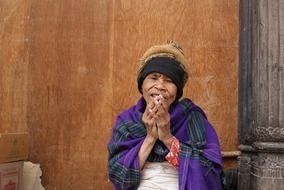 Old woman living in Nepal